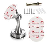 IGNPION Stainless Steel Magnetic Door Stopper Holder with Catch 3M Self Adhesive/Conceal Screws Mounted, Floor or Wall Mounted - Strong Magnet Design (Silver)