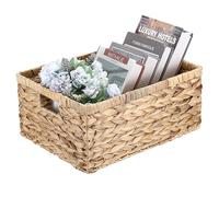 IGNPION Water Hyacinth Storage Opened Basket, Shelves Decorative Woven Baskets Wicker Bathroom Towel Organiser Basket with Handles, Shelves & Kitchen Multipurpose Storage Hamper Box