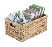 IGNPION Water Hyacinth Storage Opened Basket, Shelves Decorative Woven Baskets Wicker Bathroom Towel Organiser Basket with Handles, Shelves & Kitchen Multipurpose Storage Hamper Box
