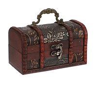 IGNPION Wooden Pirate Treasure Chest Boxes with Flower Motifs, Vintage Style Gift Box Decorative Jewelry Trinket Storage Chest Box, Wood Keepsake Box for Coin Collection,Letter(Small)