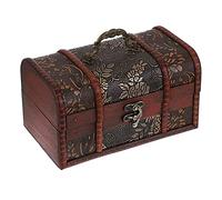 IGNPION Wooden Pirate Treasure Chest with Flower Motifs, Vintage Style Gift Box for Decorative Jewelry & Trinket Storage, Coin Collection, Letter (Medium)