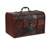 IGNPION Wooden Pirate Treasure Chest with Flower Motifs, Vintage Style Gift Box for Jewelry, Trinket Storage, Coin Collection, Letter