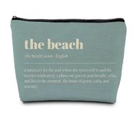 ignytiger Blue The Beach Life Gift Makeup Bag, Coastal Beach Lover Gift for Women, Summer Coastal Cosmetic Makeup Bag, Blue Ocean Crabs Pouch Purse