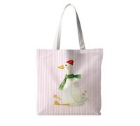 ignytiger Christmas Goose Canvas Tote Bags for Women Friends,Pink Cute Duck Tote Bag for Shopping Grocery Beach Travel Work,Funny Birthday Christmas Thanksgiving Mother's Day Goose Lover Gifts Bags