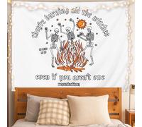 ignytiger Halloween Wall Tapestry, They're Burning All The Witches Skeletons Dance Tapestry Wall Hanging for Bedroom Living Room Dorm Decor, Dark Academia Victorian Gothic Decor, 50x60 Inch
