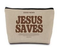 ignytiger Jesus Gift Makeup Bag, Christian Religious Bible Gifts Supplies Cosmetic Bags for Women, Good News Bible Verse Makeup Pounch, Faith Based Gifts Zipper Pouches for Purse