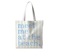 ignytiger Meet Me at the Beach CanvasTote Bag, Preppy Orange Striped Beachy Tote Bags for Women, Gifts for Ocean Beach Lovers, Preppy Coastal Aesthetic Reusable Grocery Shopping Bags