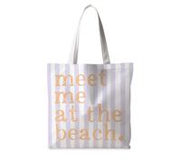 ignytiger Meet Me at the Beach CanvasTote Bag, Preppy Purple Striped Beachy Tote Bags for Women, Gifts for Ocean Beach Lovers, Preppy Coastal Aesthetic Reusable Grocery Shopping Bags
