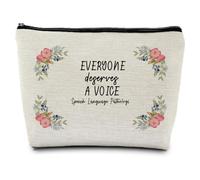 ignytiger Speech Therapist Makeup Bag SLP Gift for Women, Everyone Deserve A Voice Cosmetic Makeup Bag Pouch Purse, Speech Language Pathologist Gifts for Birthday Christmas