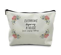 ignytiger Speech Therapist Makeup Bag SLP Gift for Women, Everyone Deserve A Voice Cosmetic Makeup Bag Pouch Purse, Speech Language Pathologist Gifts for Birthday Christmas