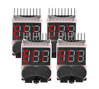 igo3D 4pcs 1s-8s Li-ion/LiMn/Li-Fe/Lipo Battery Tester Low Voltage Alarm Buzzer Checker with LED Indicator for RC Remote Control Helicopter Drone Car
