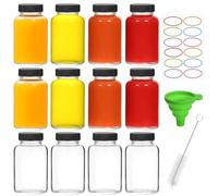 igoelove 4 oz Ginger Shots Bottles 12Pack- Portable Leakproof 120 ml Glass Jars with Lids- Glass Juice Shot Bottles with Caps for Wellness Shot