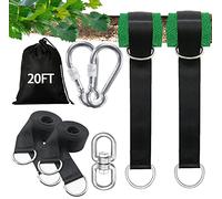 igolfluck Tree Swing Strap Hanging Kit - 20FT Extra Long Strap with High-density Nylon, Holds 5000 lbs with Premium D-rings & Carabiners & Tree Protectors, Safer & Eco Friendly for Any Swing & Hammock