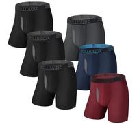 IGOLUMON Bamboo Boxers Mens Longer Leg Boxer Shorts Multipack 6 Pack Breathable Anti Chafing Underwear Trunks with Open Fly - No Itchy Labels -Elastic Waist, Moisture Wicking Sports Underpants