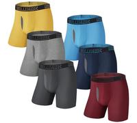 IGOLUMON Bamboo Boxers Mens Longer Leg Boxer Shorts Multipack 6 Pack Breathable Anti Chafing Underwear Trunks with Open Fly - No Itchy Labels -Elastic Waist, Moisture Wicking Sports Underpants
