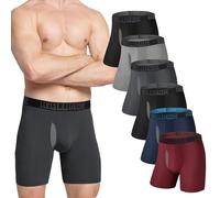 IGOLUMON Bamboo Boxers Mens Longer Leg Boxer Shorts Multipack 6 Pack Breathable Anti Chafing Underwear Trunks with Open Fly - No Itchy Labels -Elastic Waist, Moisture Wicking Sports Underpants