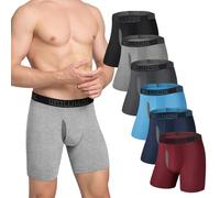 IGOLUMON Bamboo Boxers Mens Longer Leg Boxer Shorts Multipack 6 Pack Breathable Anti Chafing Underwear Trunks with Open Fly - No Itchy Labels -Elastic Waist, Moisture Wicking Sports Underpants