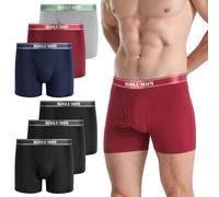 IGOLUMON Bamboo Mens Boxers Shorts Multipack 6 Pack Soft Comfortable Underwear Open Fly with Pouch Breathable Classic Fit Hipsters