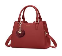 IGOLUMON Handbags for Women PU Leather Women's Top-Handle Bags Designer Handbags for Women Anti Theft Tote Bag with Pompom