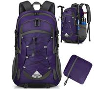 IGOLUMON Hiking Backpack 40L Lightweight Foldable Backpack for Men Women Durable Water Resistant Daypack Rucksack for Camping Cycling Climbing Walking Mountaineer Outdoor Sports (Purple)