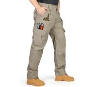 IGOLUMON Mens Work Trousers Cargo Trousers Stretch Tactical Pants Multi-Pockets with Semi Elasticated Waist for Hiking Casual Outdoor Camping Khaki