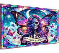 igoodom Large Diamond Painting Kit for Adults, Skull Large Diamond Art Kit, DIY Full Drill Round Big Halloween Diamond Painting Gem Art for Home Wall Decor Gift 27.5 X 15.7inch