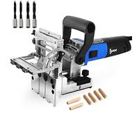 igooo Dual-Spindle Doweling Jointer DJ710, 710W 120V 60Hz, Plate Joiner, 2X8mm and 2X10mm Drilling Bits, 100 Dowels…