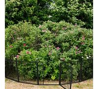 IGOOUO Garden Fence Animal Barrier, 36'' High, 17.8ft Long, Black Metal Fence Panels, 7 Panels +1 Door +8 Stakes, Temporary Pool Fence