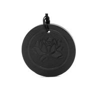 Igox Shungite 3D Engraved Lotus OM Circle Pendant with Cord - Authentic Healing Stone for Chakra and Energy Balancing, Standard, Stone, Shungite
