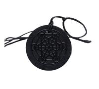 Igox Shungite 3D Engraved Pendant Cube Metatron Circle with Cord - Authentic Healing Stone for Chakra and Energy Balancing