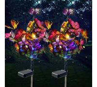 IGRARK Solar Power Garden Lights, 2 Pack Butterflies Solar Flower Lights Outdoor Garden Stake, Pathway LED Lighting for Yard Lawn Decorations, IP65 Waterproof