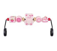 iGRATENS Baby Bouncer Toy Bar, Adorable Pink Elements Wooden Toy for Bouncer Soft & Bliss, Easy to Attach and Remove, Child-Friendly Materials, Special Design for Baby Girls, Bear & Fruit Cake