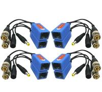 Igreeman 4 Pair Passive Video Balun BNC to RJ45 Adapter with Power, 1080P-8MP Surveillance Analog Camera Ethernet Cable Transceiver, Cat5e/Cat6 Cable to BNC Male Connector- Weatherproof for Outdoor