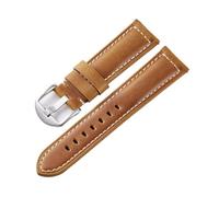 IGRIXLSD 1PC Genuine Leather Watch Band, Compatible with 20 22 24 26mm, Quick Release, Wrist Strap Replacement, for Men and Women, Brown, 24mm
