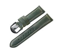 IGRIXLSD 1PC Genuine Leather Watch Band, Quick Release, Compatible with 20 22 24 26mm, Wrist Strap Replacement, with Black Buckle, Green, 26mm