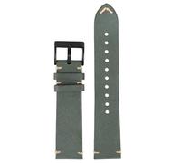 IGRIXLSD 1PC Quick Release Leather Watch Band, Compatible with 20 22mm, for Galaxy watch3/5, with Black Stainless Buckle(Green,22mm)