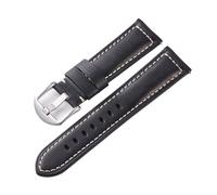IGRIXLSD 1PC Watch Band, Compatible with 20 22 24 26mm, Quick Release, Genuine Leather Wrist Strap Replacement, for Men and Women, Black, 22 mm