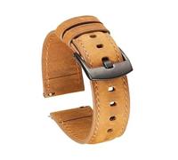 IGRIXLSD 1PC Watch Band, Quick Release, Compatible with 20 22mm, Leather Wrist Strap Replacement, with Black Buckle, Brown, 20mm