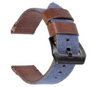 IGRIXLSD 1PC Watch Band, Quick Release Nylon and Leather Wristband 20mm 22mm 22mm, Watch Strap Replacement with Black Buckle(Blue,24mm)