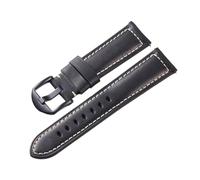 IGRIXLSD 1PC Watch Band Replacement, Compatible with 20 22 24 26mm, Quick Release Genuine Leather Wrist Strap, with Black Buckle, Black, 22 mm