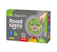 Igroteco Wooden play set for children from 3 years, traffic signs, educational game, 18 pieces, connect the streets and form an whole city, almost 1.8 m long, developed visual perception