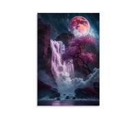 Igtefte Sakura Waterfall Poster Canvas Art Painting Office Home Bar Aesthetic Wall Decor 16x24inch(40x60cm)