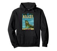 Iguana At The Tropical Beach Vintage Retro Belize Souvenir Pullover Hoodie