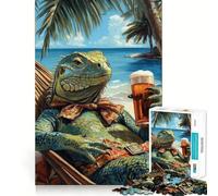 Iguana Beach Chill 1000 Piece Puzzle For Adults Creative Play Snug Joint Real Challenge Night Activity (38x52cm)
