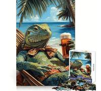 Iguana Beach Chill 1000 Piece Puzzle For Adults Creative Play Snug Joint Real Challenge Night Activity (38x52cm)