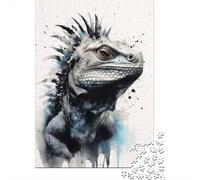 Iguana Beauty Inked Lizard 1000-Piece Puzzle for Adults, 52x38cm/1000pcs, to Complete Gradually over A Weekend; White Card Pieces for A Neat Table