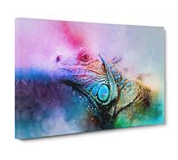 Iguana Lizard Colour Explosion Canvas Print | Gallery Wrapped 30mm Frame Wall Art | 30x20 inches | Ready to Hang | Abstract Animals Picture | Living Room Bedroom Lounge Office