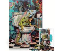Iguana on Toilet Jigsaw for Teenagers1000 Pieces Focus Skill Smooth Cut Fun Hobby (38x52cm)