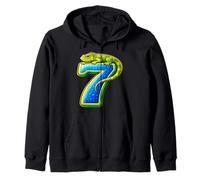 Iguana Seven 7yr 7th Birthday Cute Reptile 7 Year Old Boys Zip Hoodie