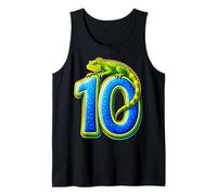 Iguana Ten 10yr 10th Birthday Cute Reptile 10 Year Old Boys Tank Top